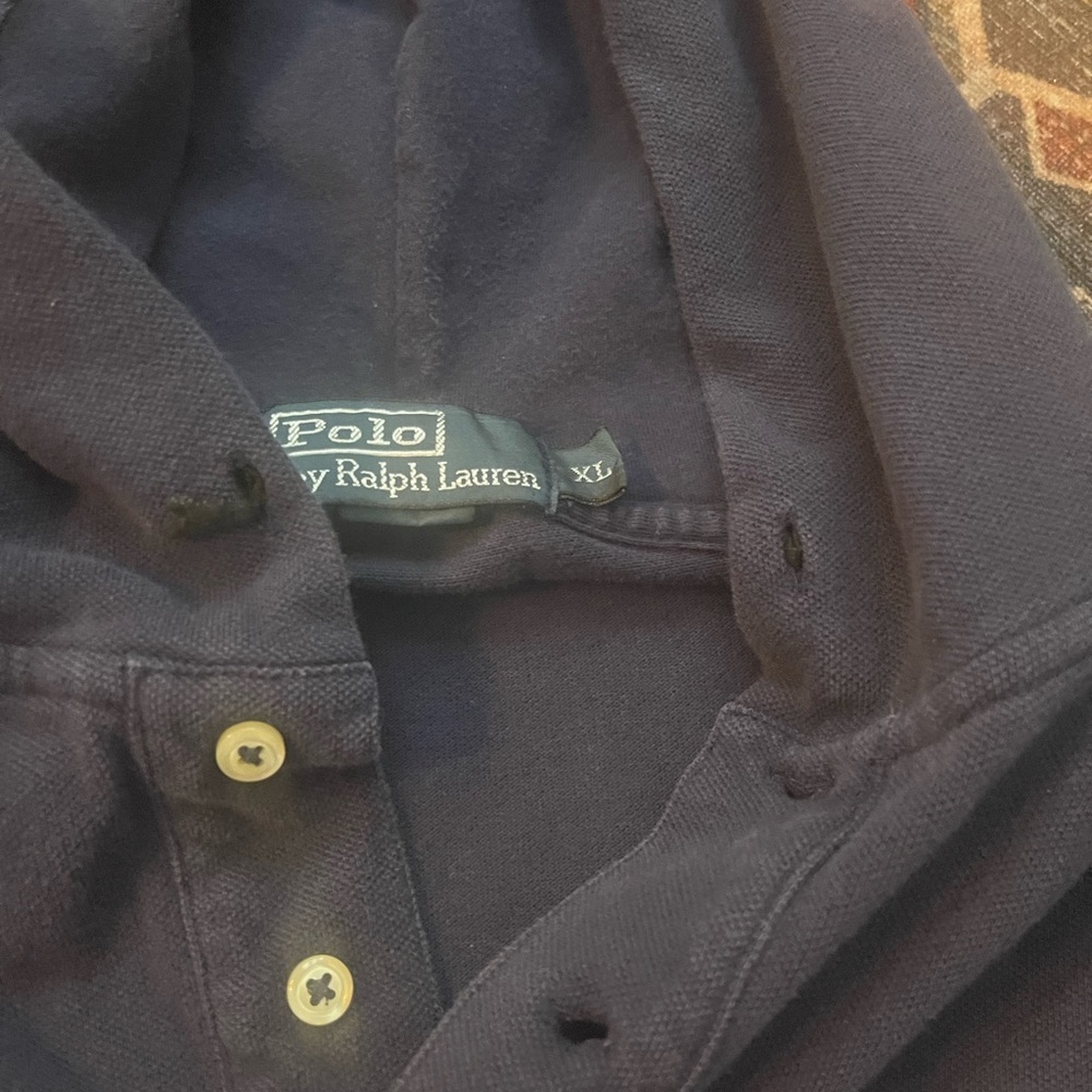 Vintage Polo by Ralph Lauren Dark Blue Hoodie with Yellow Logo - Picture 5 of 5